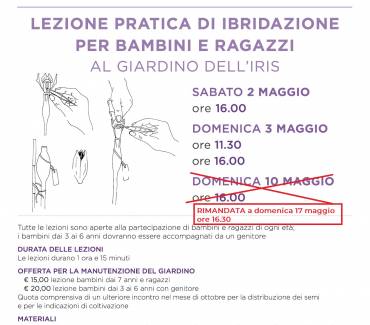 Rimandato al 17 maggio il Corso Ibridazione per bambini e ragazzi